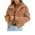 thumbnail image 3 of Womens Ladies Thick Warm Teddy Bear Pocket Fleece Jacket Coat Zip Up Outwear Overcoat Brown, 3 of 4