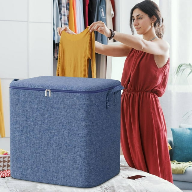 Danhjin Sac de Rangement Suspendu avec Grande Capacité Fermeture Éclair Ningbo et Poignée en Lin Sacs de Rangement pour Couette et Vêtements