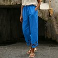 thumbnail image 3 of Flowy Pants for Women Casual High Waisted Wide Leg Loose Pant Plus Size Drawstring Split Hem Business Trousers with Pockets, 3 of 6