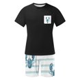 thumbnail image 4 of Ensembles de Pyjamas 2 Pcs pour Hommes Ultra Doux Texturés Costumes Athlétiques Extensibles Col Rond Manches Courtes Chemises Athlétiques Extensibles Séchage Rapide Vêtements de Détente Shorts Ensembles d'Été Hommes 2 Pcs Chemise de Nuit, 4 of 6