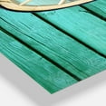 thumbnail image 3 of Antique Wagon Wheel on Turquoise Wood' Oversized Farmhouse Metal Clock 30 in. wide x 40 in. high, 3 of 3