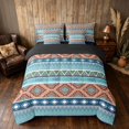 thumbnail image 3 of Manfei Boho Aztec Full Size Bedding Sets, Tribal Geometric Full Size Bed in a Bag, Multicolor Blue Green, Black Reversible 7pcs, 3 of 6