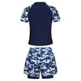 thumbnail image 6 of Alvivi Kids Boys Rash Guard Swim Trunks And Shirt Tankini Set 2 Piece Swimsuit Bathing Suit Camouflage Blue XXL/130, 6 of 8
