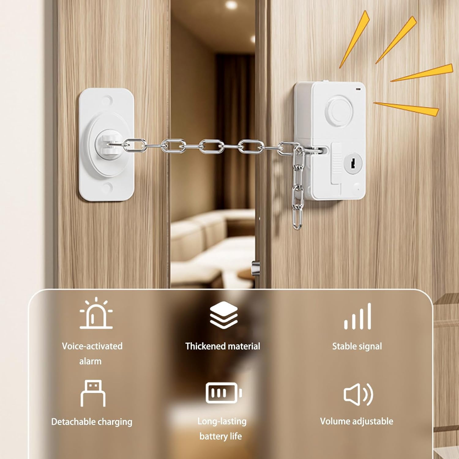 Child Door Lock with Abnormal Alarm (White 2Pack),Door Locks for Kids Safety, for Door Monkey, Child Proof Door Lock, Drawers and Child Safety Cabinet Locks, 3M Adhesive No Drilling