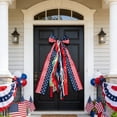 thumbnail image 3 of Ouuluon 4th of July Patriotic Bows 11X21 inch Star Pattern Fabric Bow for Independence Day Wreath Fireplace Table Decor, 3 of 6