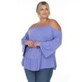 thumbnail image 2 of White Mark Women's Plus Size Cold Shoulder Ruffle Sleeve Top, 2 of 5
