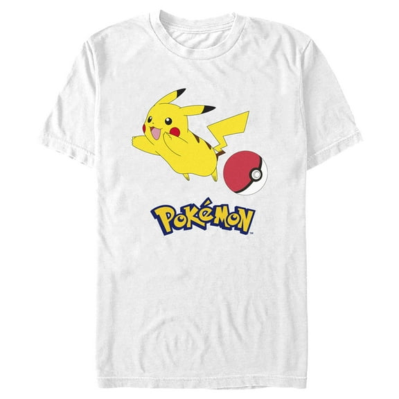 Men's Pokemon Pikachu and Pokeball  Graphic Tee White 2X Large