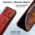 thumbnail image 4 of Wallet Function Case for iPhone XR with Shoulder Strap & Card Slot Holder & Ring Buckle & Magnetic Clasp, Premium PU Leather Flip Folio Zipper Purse Women Girls Phone Case, Red, 4 of 10