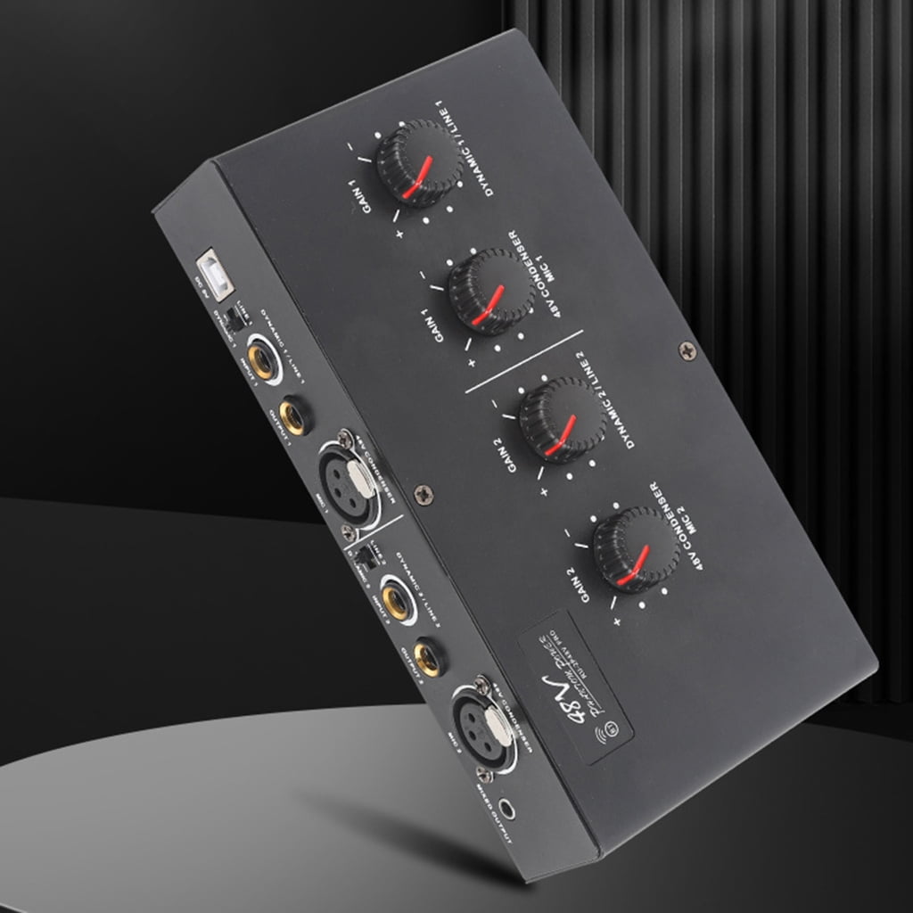 Double Channel Microphone Preamp for Dynamic and Condenser Mics with 50dB