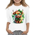 thumbnail image 1 of LUOGENLI T-Shirt pour Filles T-Shirt Graphique pour Filles Journée de la Saint-Patrick Mode Polyvalent Col Rond Manches 3/4 T-Shirt Décontracté Ensemble Maxi Hauts Filles 2 Pcs Tenues Décontractées Blanc 3-4 Ans, 1 of 4
