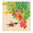 thumbnail image 3 of Ambesonne Nature Shower Curtain, Colibri Exotic Tree, 69"Wx70"L, Green Red Beige, 3 of 5