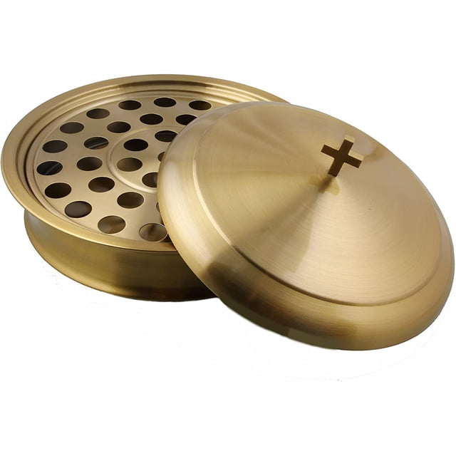 Mayur Export Plateau de Service pour Communion en Acier Inoxydable avec Couvercle - (Laiton/or)