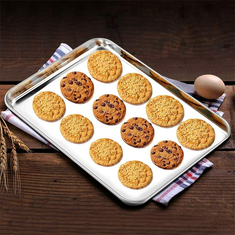 Umite Chef Baking Sheet Cookie Sheet Set of 2, Umite Chef Stainless Steel Baking Pans Tray Professional 16 x 12 x 1 inch, Non Toxic & Healt