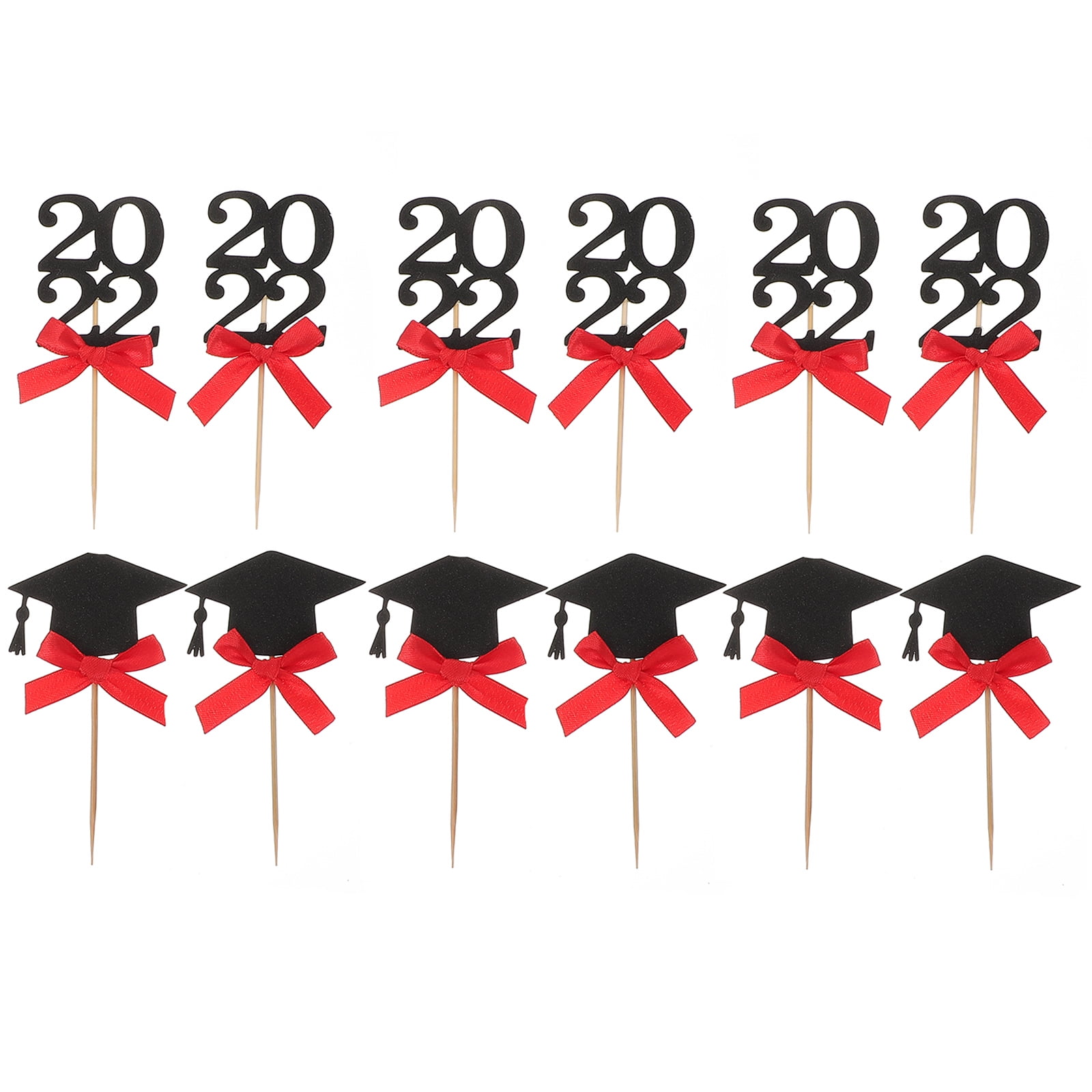 OUNONA Cupcake Graduation 2022 Toppers Cake Topper Glitter Decors Cups