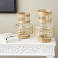 thumbnail image 2 of DecMode 12", 9"H Handmade Rattan Wrapped Glass Vase, Set of 2, 2 of 9