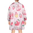 thumbnail image 2 of Strawberry Plants Fruit Dessert Milk Wearable Oversized Blanket,Wearable Blanket Hoodie for Adults,Cozy Hooded Blankets with Super Pockets,Super Warm Fuzzy Pullover for Women & Men, 2 of 6