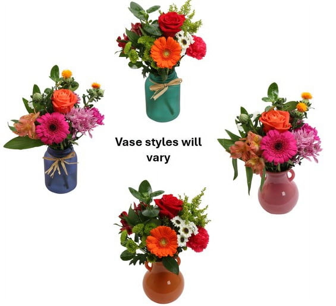 Mixed Flower Bouquet Medium with Vase, Colors May Vary