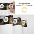 thumbnail image 3 of No Hook Shower Curtain with Snap in Liner, Abstract Gradient Marble Texture Waterproof Fabric Bathroom Curtain Mesh Top Window, Retro Yellow Black Waves Shower Curtains 36x72in, 3 of 9