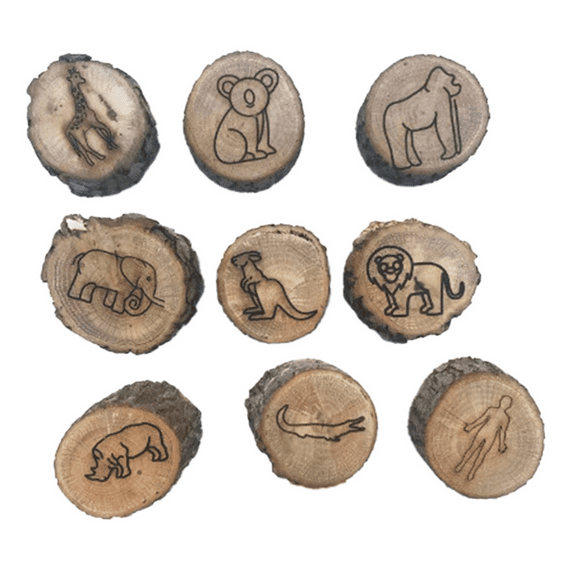 9pcs Animal Tracks Stamps Mould Footprints Engrave Wooden Children Toys Muddy Ground Snowfield Step Print