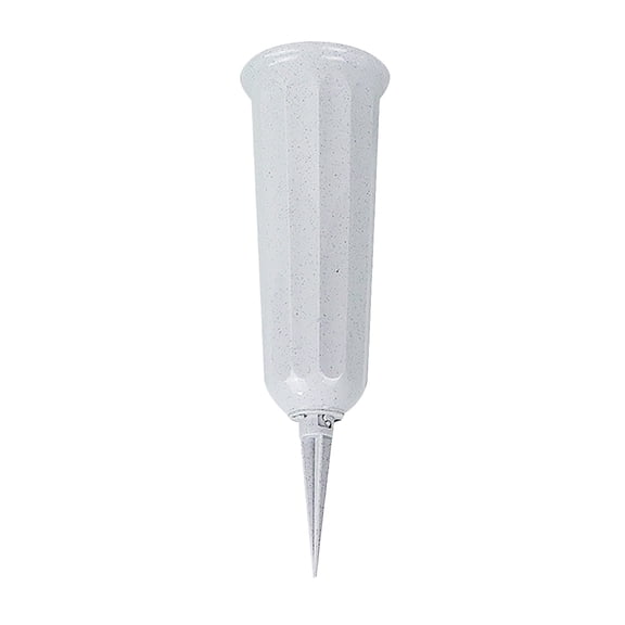 Elbeaqi Cemetery Flower Vase Memorial Floral Vase With-Stake Plastic In Ground Cemetery White