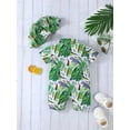 thumbnail image 4 of stylesilove Infant Baby Boys Green Tropical Parrot Print Short Sleeve Romper with Hat 2-Piece Summer Outfit (Green, 3-6 Months), 4 of 9