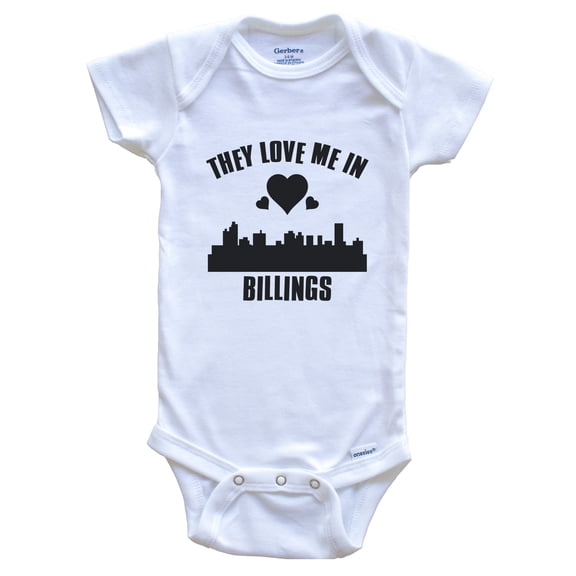 They Love Me in Billings Montana Hearts Skyline Baby Bodysuit, 0-3 months white