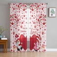 thumbnail image 3 of Happy Valentine''s Day Sheer Curtain 84 Inch Length 2 Panels Gnomes Window Curtain Red Love Heart Tree Sheer Voile Curtains Pink Rod Pocket Window Treatment for Kitchen Living Room, 3 of 6