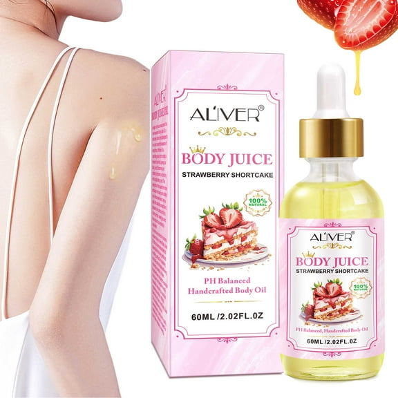 Aliver Body Juice Oil for Dry Skin - Nourish and Firm - Strawberry Body Oil for Women - Remove Bad Odor