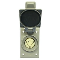 Leviton 4715-FWP Weather-Resistant Flanged Outlet Locking Receptacle, 15A 125V, NEMA L5-15R, 2-Pole 3-Wire, Grounding, Gray
