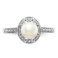 thumbnail image 5 of Sterling Silver Rhodium-plated Diamond & FW Cultured Pearl Ring, 5 of 6