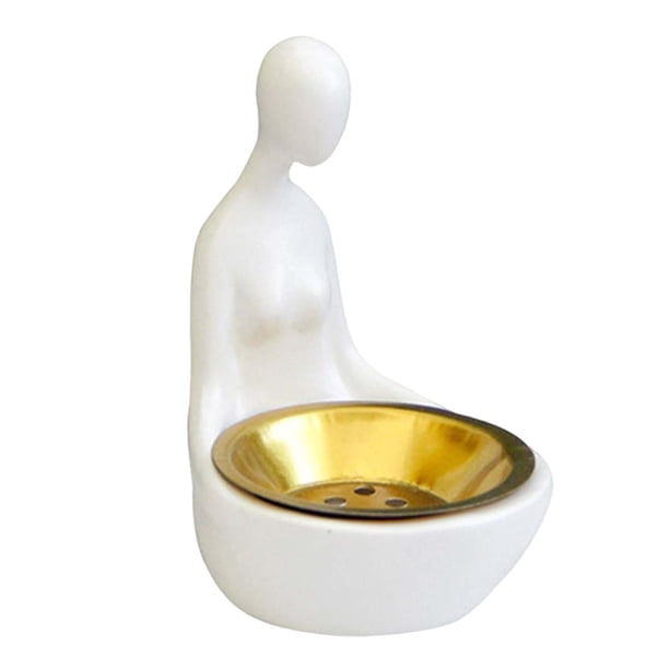 Quemador de incienso, difusor de fragancia, estatua artesanal, figura decorativa de niña de cono Blanco