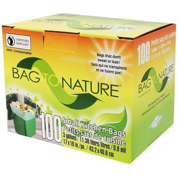 Bag To Nature Compostable Garbage Bag - Biodegradable Liner - 100 Count, 3 Gallon