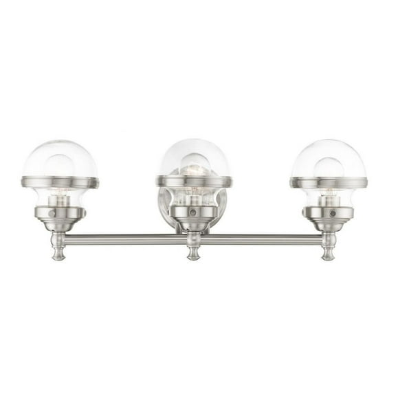 3 Light Bathroom Light in New Traditional Style 24 inches Wide By 8.25 inches High-Brushed Nickel Finish Bailey Street Home 218-Bel-4188794