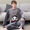 thumbnail image 3 of Conjunto de Pijama de franela cálida para hombre y mujer, ropa de dormir de Panda para pareja, Pijama familiar, ropa de noche para amantes, pijamas casuales de animales, Otoño e Invierno, 3 of 4
