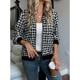 thumbnail image 6 of Womens Houndstooth Zip Up Jacket Casual Wool Coats Fashion Fall Outfits for Women Black XL, 6 of 9