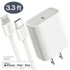 Type-C Fast Power Adapter Set For iPhone 11 Pro Max - Wall Charger and Lightning Cable (1m) - USB-C - Compatible with iPhone 11 Pro, 11, XS, XS Max, X - 2 Pack