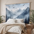 thumbnail image 3 of Blue Mountain Peak Large Tapestry for Bedroom Wall Hanging Tapestry, Forest Tree Bird Fog Landscape Ceiling Backdrop Tapestries Poster Blanket Wall Decor for Teens Room Living Room Dorm 86" x 104", 3 of 8