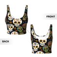 thumbnail image 6 of Women Sexy Sports Vest Skulls With Flowers Female Streetwear Sport Lingerie Tee Crop Top, 6 of 7