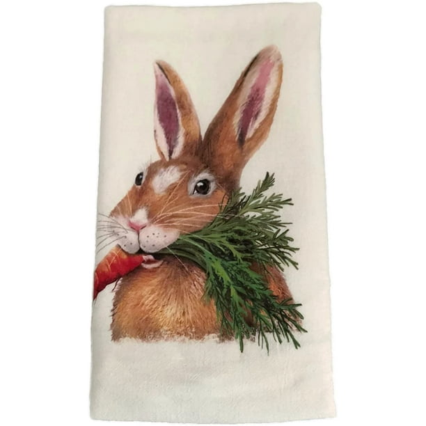 Rabbit And Carrot Flour Sack Kitchen Towel Walmart Com Walmart Com