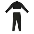 thumbnail image 3 of TiaoBug Kids Gilrls Gymnastics Dance Outfits Long Sleeve Crop Top And Leggings Pants for Ice Skating Performance A Black 6, 3 of 5