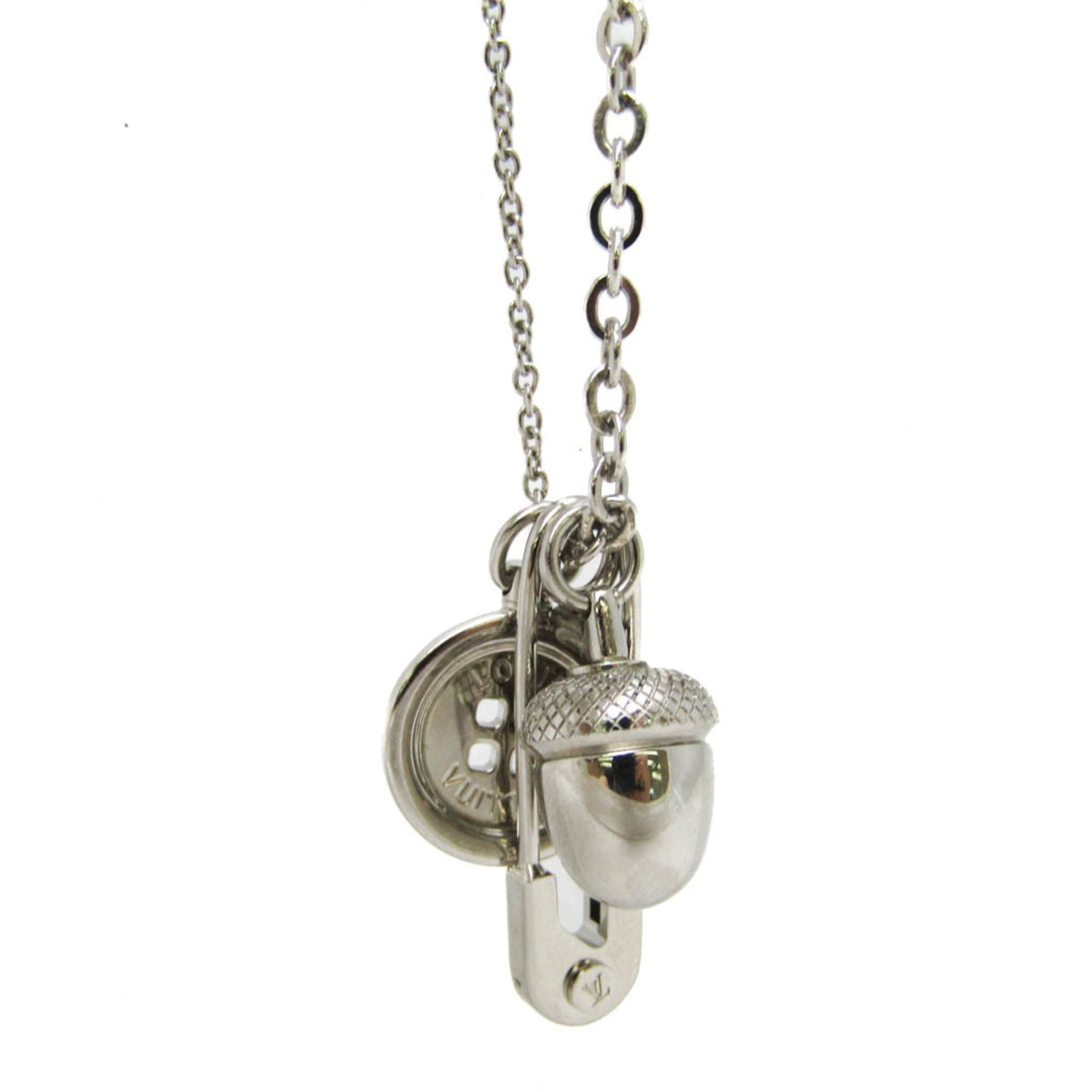 Pre-Owned Louis Vuitton Acorn Safety Pin Button Charm Necklace MP1619 Metal Men,Women... (Good)