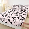 thumbnail image 4 of Erosebridal Black Bowtie Kids Queen Sheet Sets,Cute Polka Dots Kawaii Stars Bed Set For Girls 4 Pieces, 4 of 6