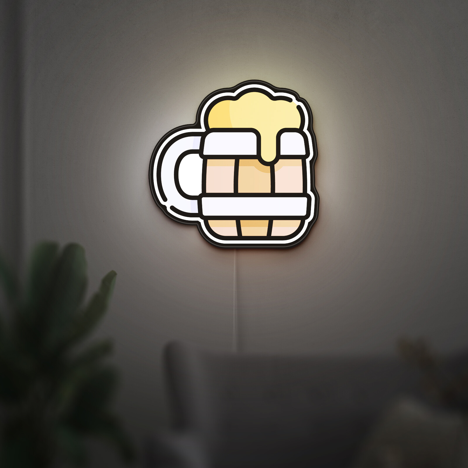 Wooden Beer Mug 3D Novelty Light Box, Rustic Bar Lamp Decor with Pub and Brewery Beverage Theme, Ideal for Alcohol Lovers (Height 8 inch, 20cm)