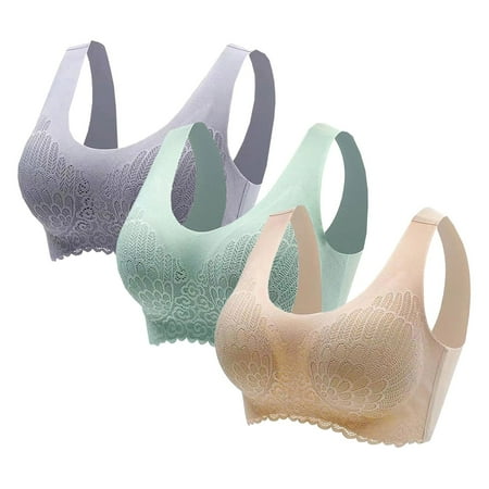 Kcodviy Women S No Steel Ring Maternity Strapless Bra 3Pc Underwear Gathering Sleep Women Sports Bra Bra Latex Underwear Traceless Wireless Bras For Women Back Heart Bar 3Pc Bra Set Thin Bras F