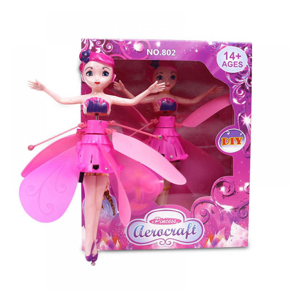 Blue Flying Fairy Doll for Girls,Infrared Induction and Remote Control Toys,Crystal Flyers Pink Magical Flying Pixie Toy Best Gift for 6 Year Old Girl Kids Toy Birthday Present 
