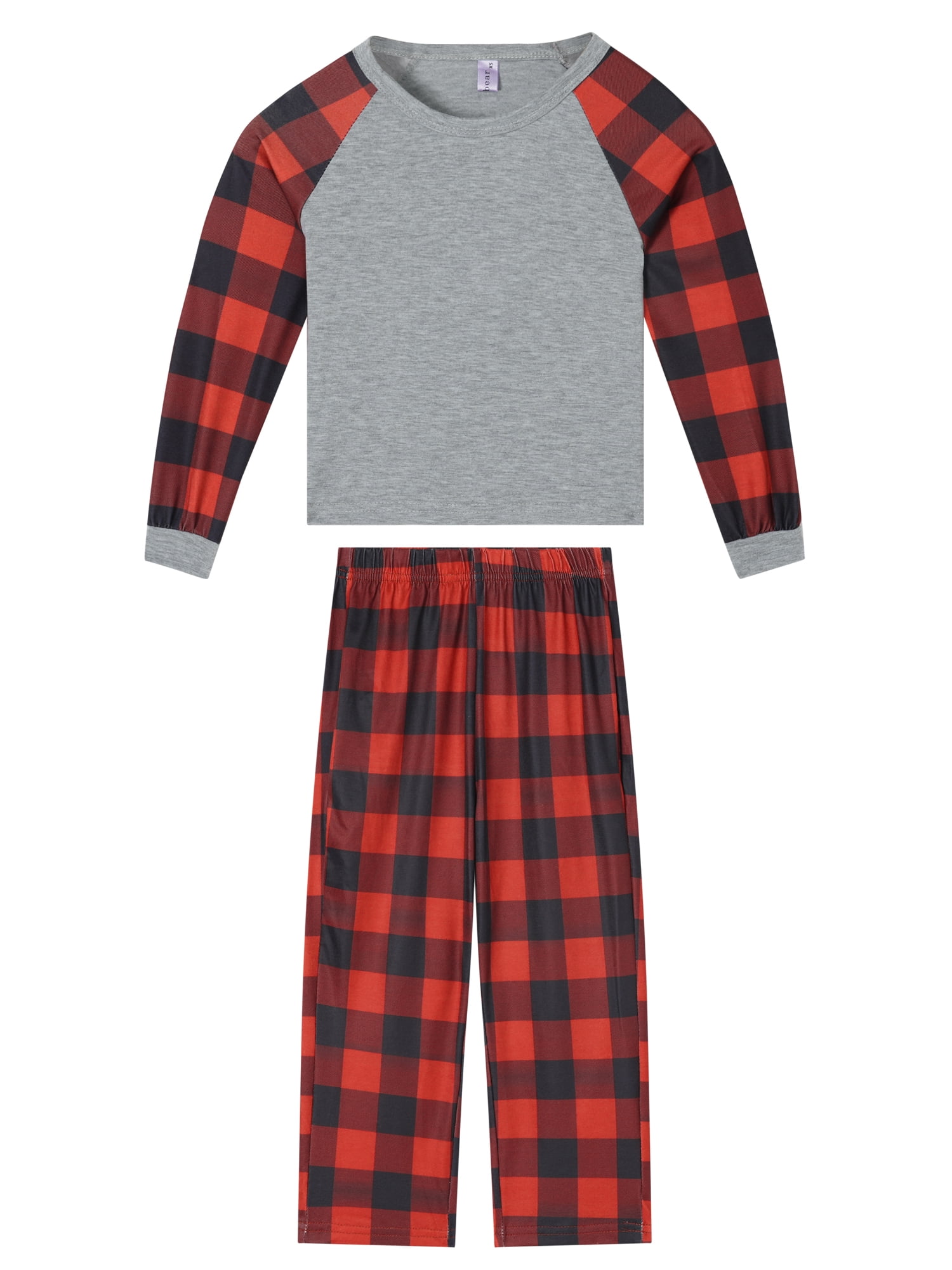 DARING DIVA Boys' & Girls' Family Plaid Print Top and Pants Pajama Set M Red