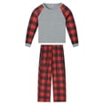 thumbnail image 2 of Conjunto de pijamas familiares a juego de Navidad Inspire Chic de manga larga con estampado de cuadros para niños y niñas, talla L, rojo, 2 of 5
