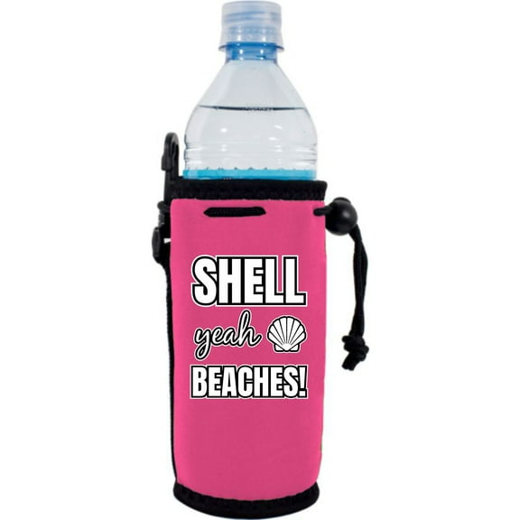 Shell Yeah Beaches Neoprene Water Bottle Coolie (Pink)