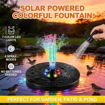 Solar Fountain with 7-Color LED Lights & 4 Spray Nozzles - Solar Powered Bird Bath Fountain for Outdoor Garden Decor, Patio, and Pond
