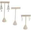 888 Display USA - 3 Beige Faux Suede Earring T Stand Showcase Displays 4.75" 3 Pack, Beige Faux Suede